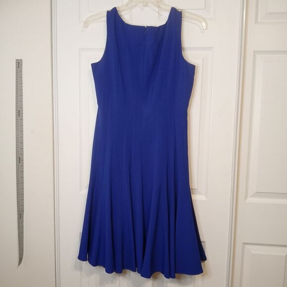 Ellen Tracy Tank Sleeve Flounce Dress in Cobalt Blue Sz 12 - Picture 2 of 8